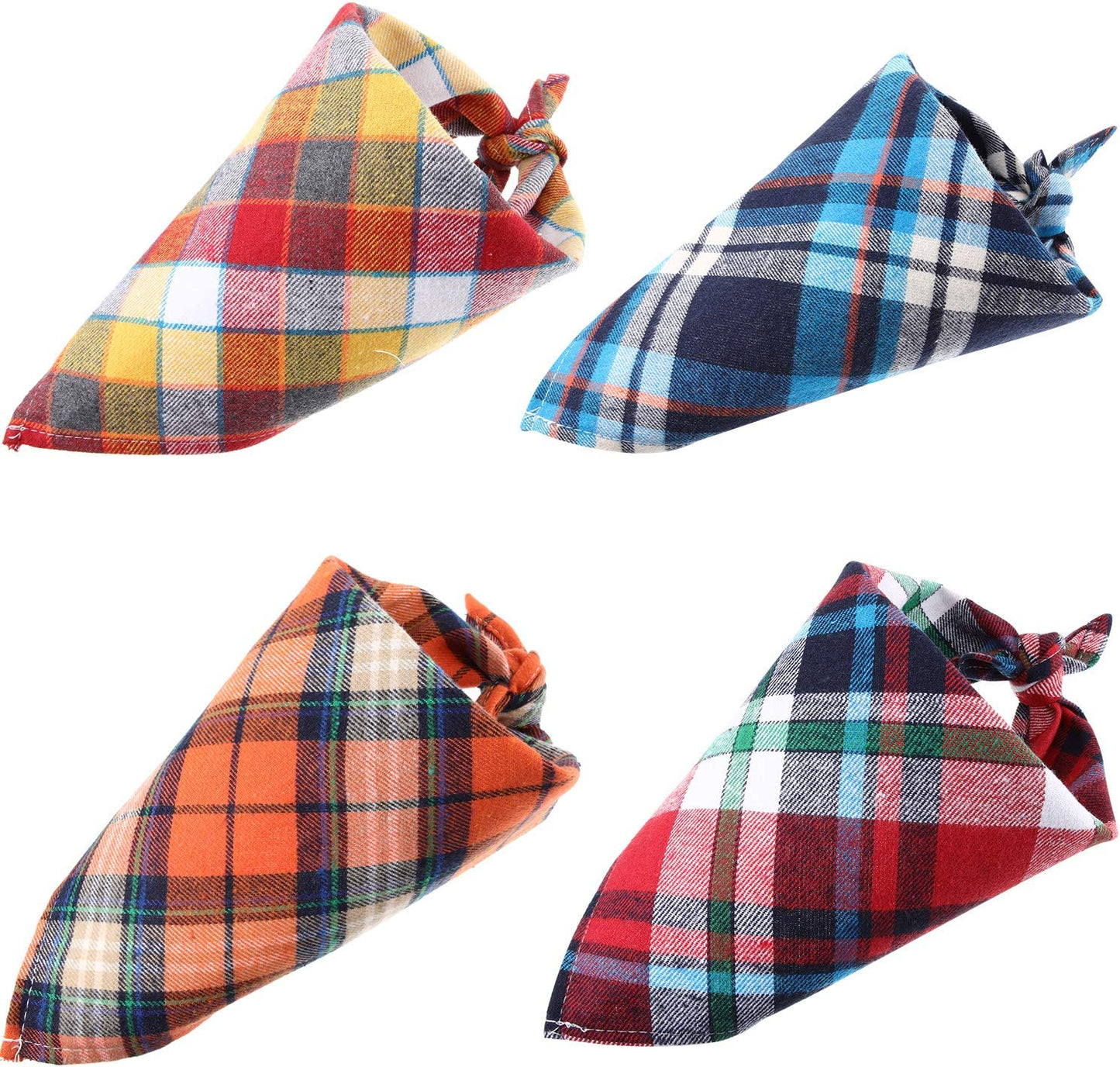 12 Piece Dog Bandanas Plaid Dog Scarf Pet Triangle Bibs Adjustable Accessories Bulk Kerchief Buffalo Plaid Bandanas Decor for Small or Medium Cat Dog Pet (Plaid Style)